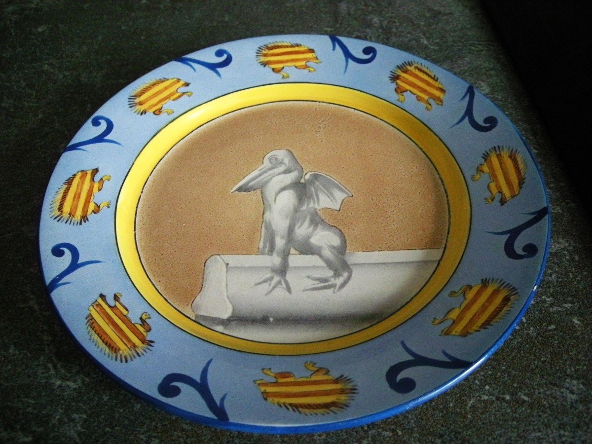 1903 Plate In Heraldic Earthenware From Pierrefonds (oise)-photo-2