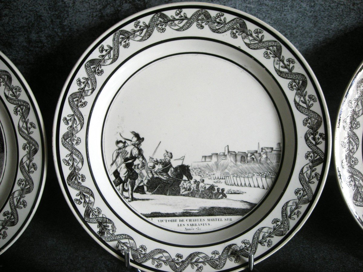5  Assiettes  1824  Décor  Sur  l' Histoire  Signées  Choisy  Le  Roi-photo-4