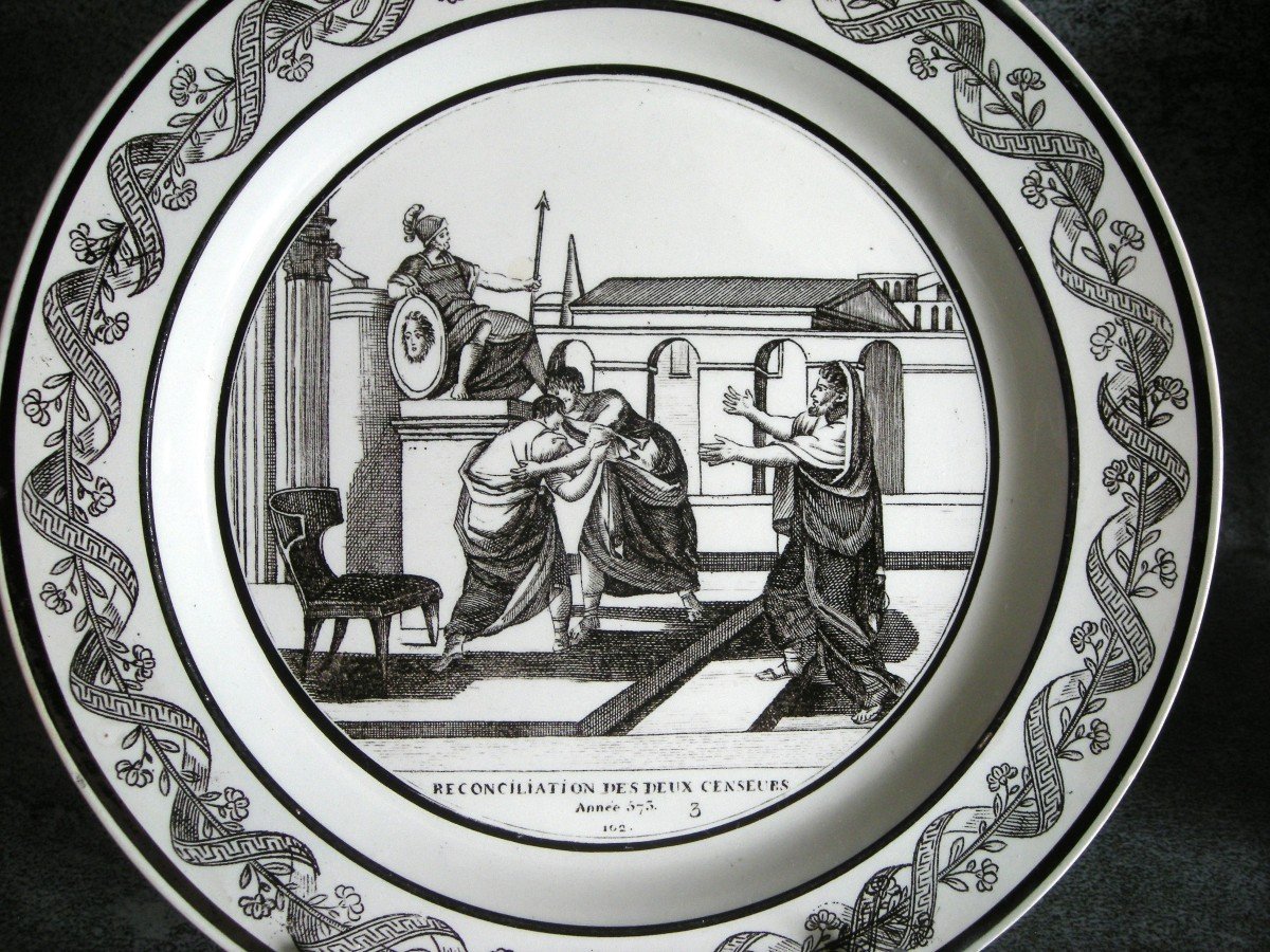 5  Assiettes  1824  Décor  Sur  l' Histoire  Signées  Choisy  Le  Roi-photo-6