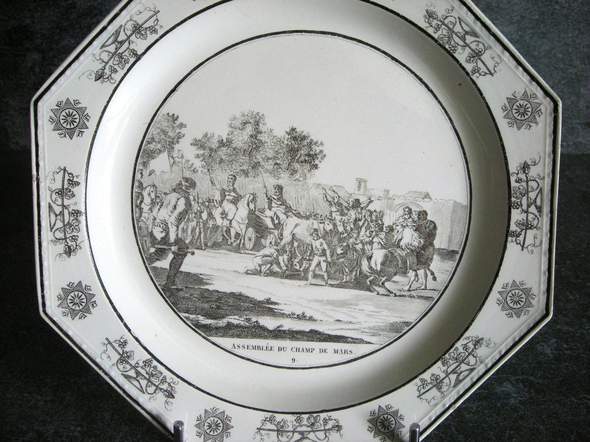 Fine Earthenware Plate Circa 1808 Historiated Decor Signed Creil-photo-2