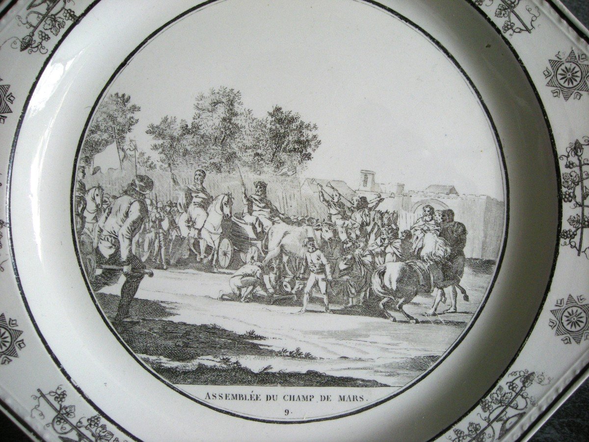 Fine Earthenware Plate Circa 1808 Historiated Decor Signed Creil-photo-3