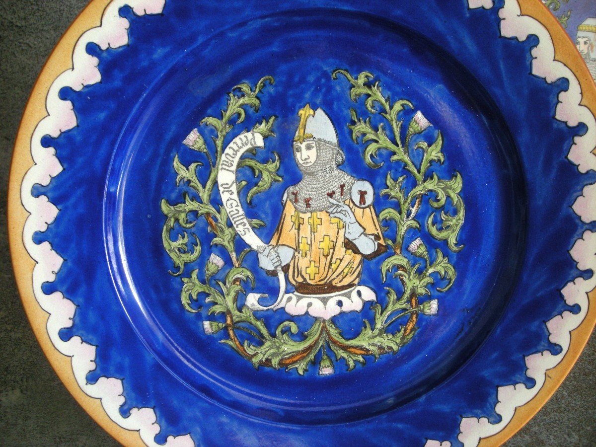 6 Heraldic Earthenware Plates 1903 From Pierrefonds-photo-2