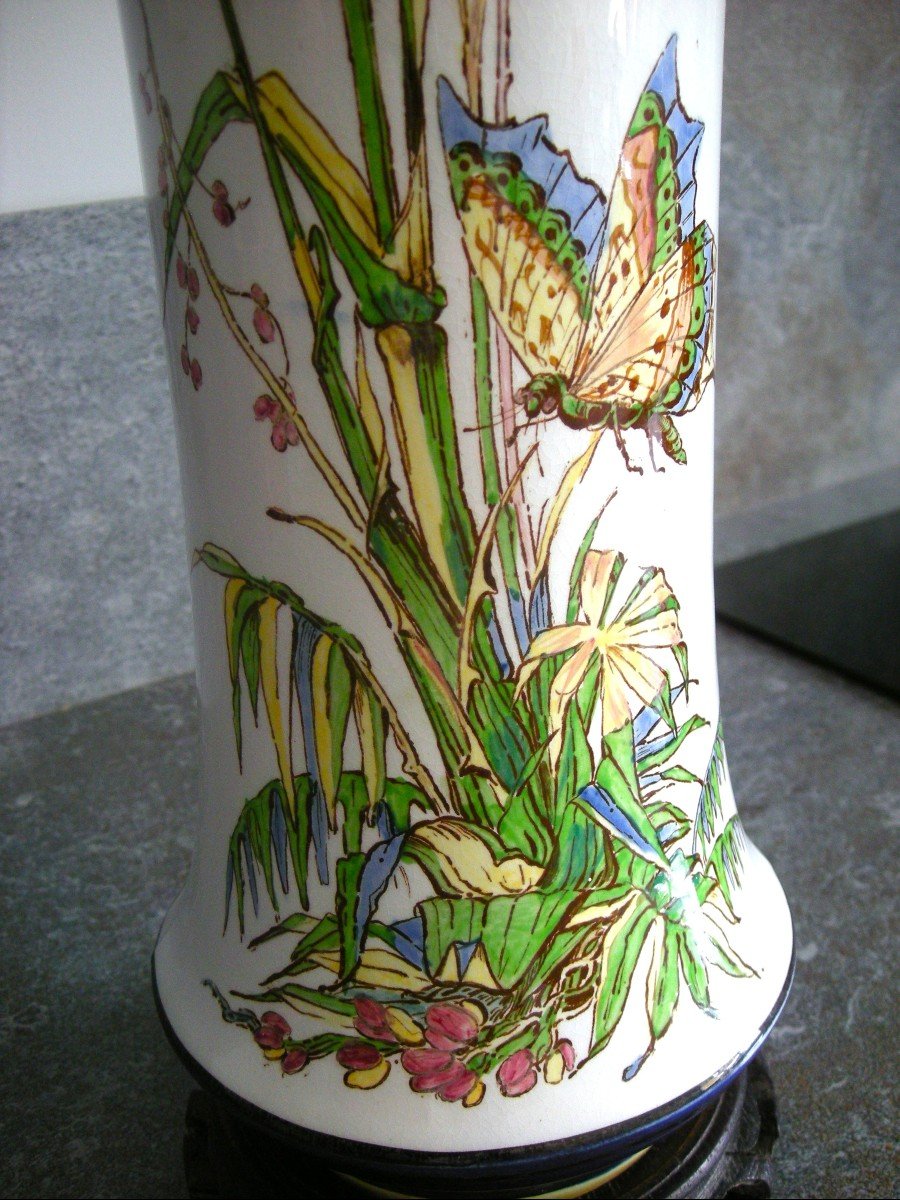 Grand  Vase  En  Faïence  XIXème  Art  Nouveau  Sarreguemines-photo-1