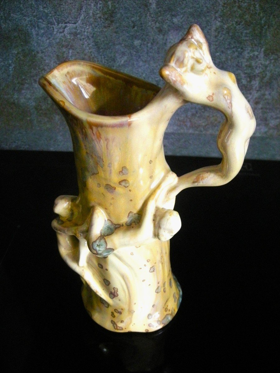 Vase - Pitcher In Art Nouveau Stoneware 1903 Signed Pierrefonds-photo-2