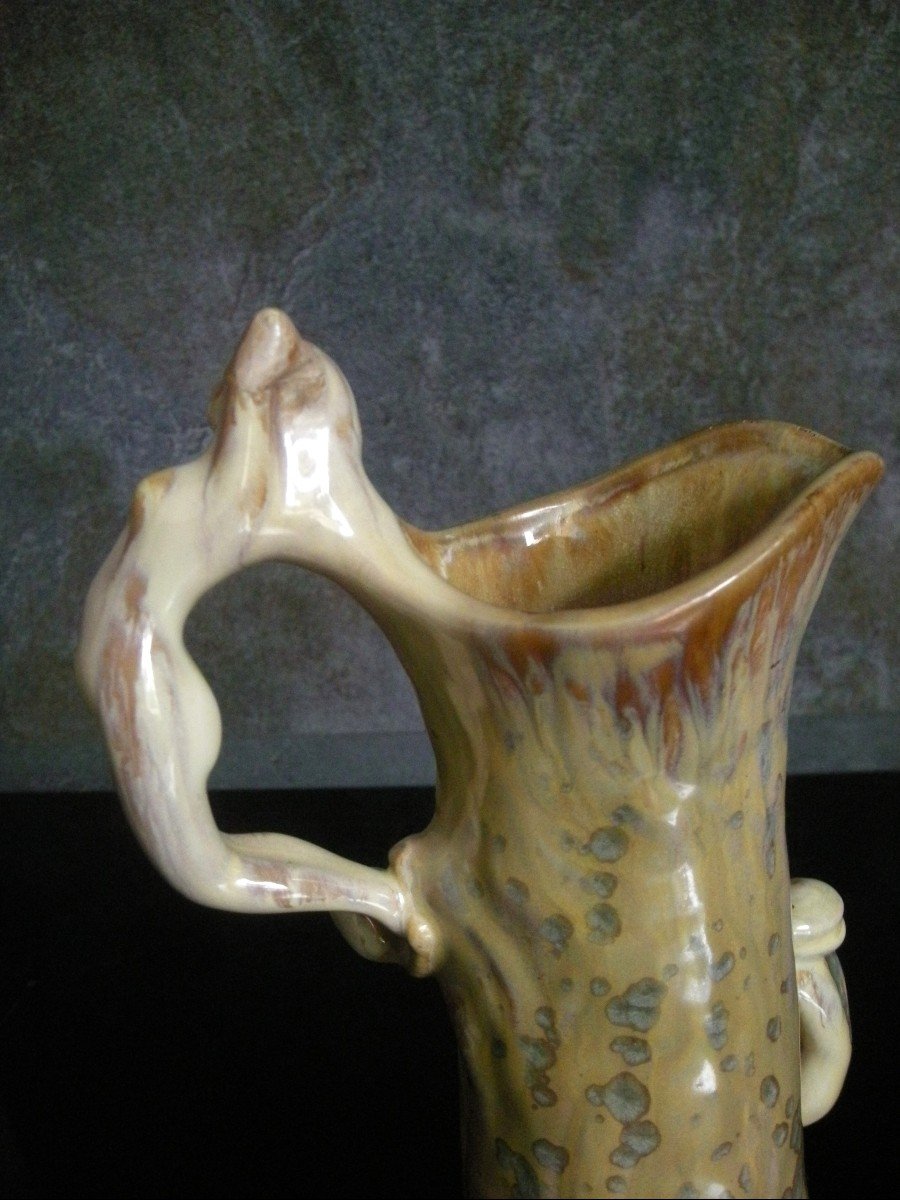 Vase - Pitcher In Art Nouveau Stoneware 1903 Signed Pierrefonds-photo-3