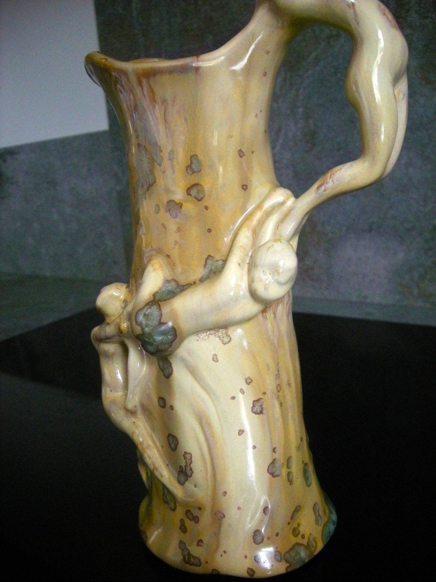 Vase - Pitcher In Art Nouveau Stoneware 1903 Signed Pierrefonds-photo-8