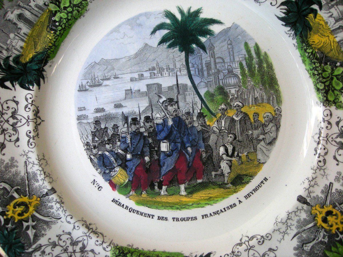 Assiette  Polychrome  " Les  Massacre Des Chretiens  Au  Liban  -  Syrie  "  En  1860-photo-3