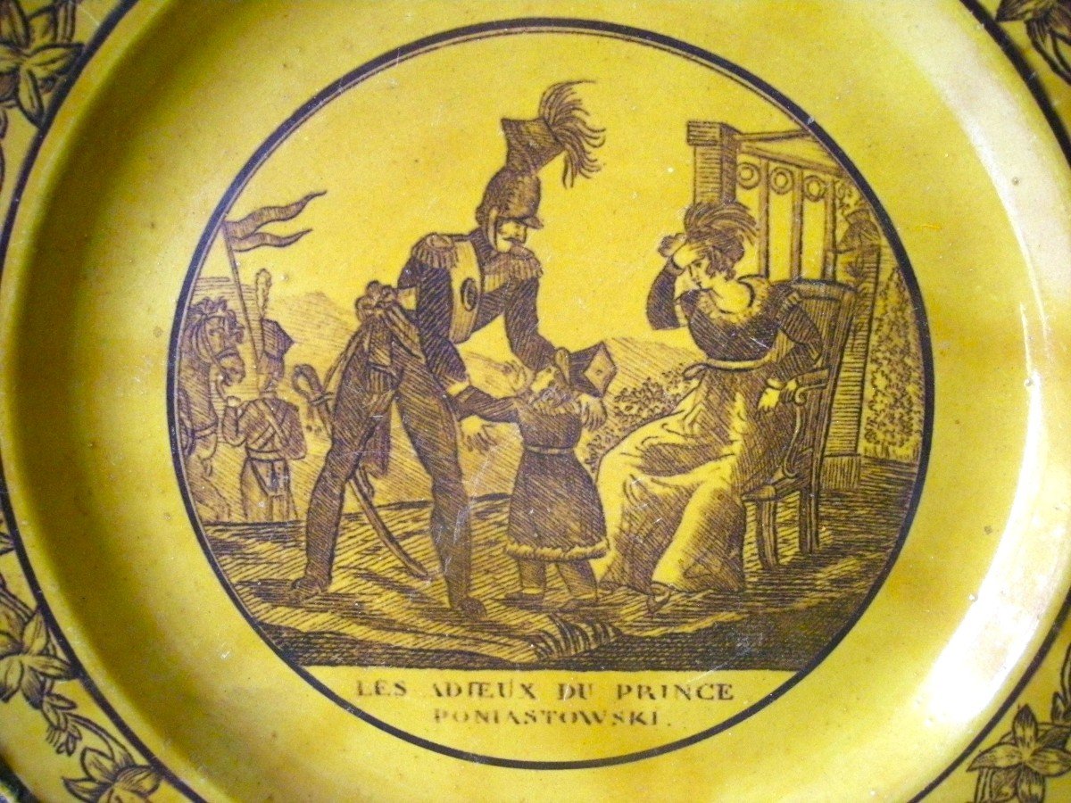 Assiette  Faïence  Fine  Jaune  XIXème  Manufacture  d' Aumale-photo-2