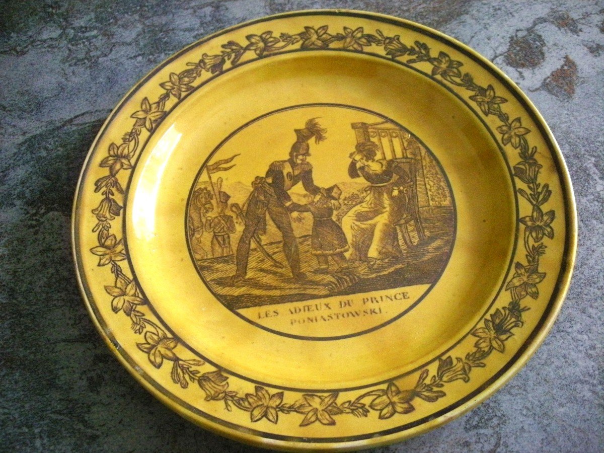 Assiette  Faïence  Fine  Jaune  XIXème  Manufacture  d' Aumale-photo-4