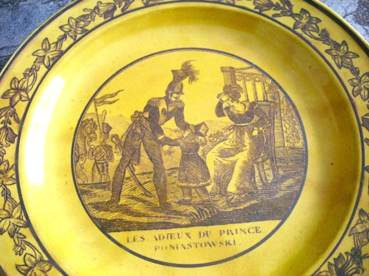 Assiette  Faïence  Fine  Jaune  XIXème  Manufacture  d' Aumale-photo-1