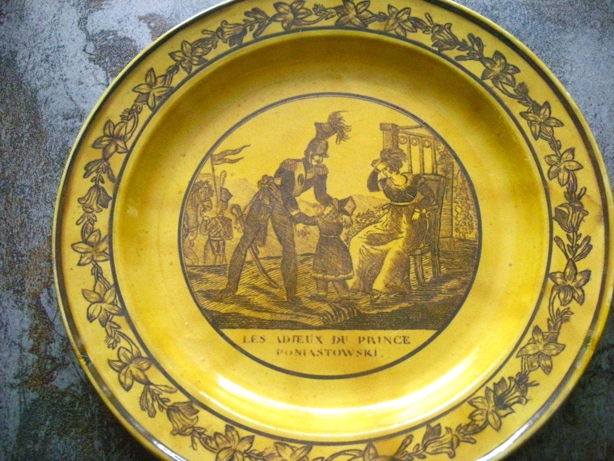 Assiette  Faïence  Fine  Jaune  XIXème  Manufacture  d' Aumale-photo-2