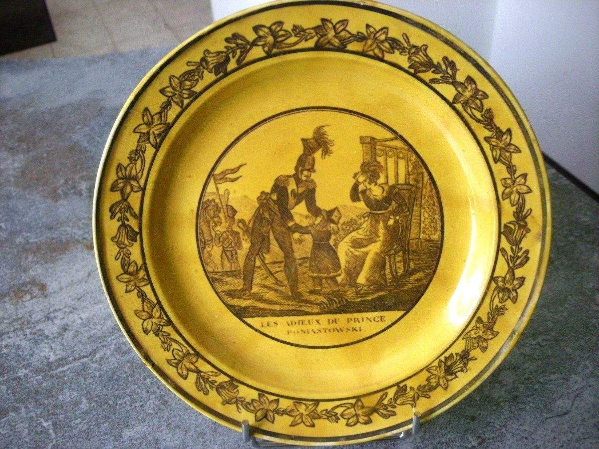 Assiette  Faïence  Fine  Jaune  XIXème  Manufacture  d' Aumale