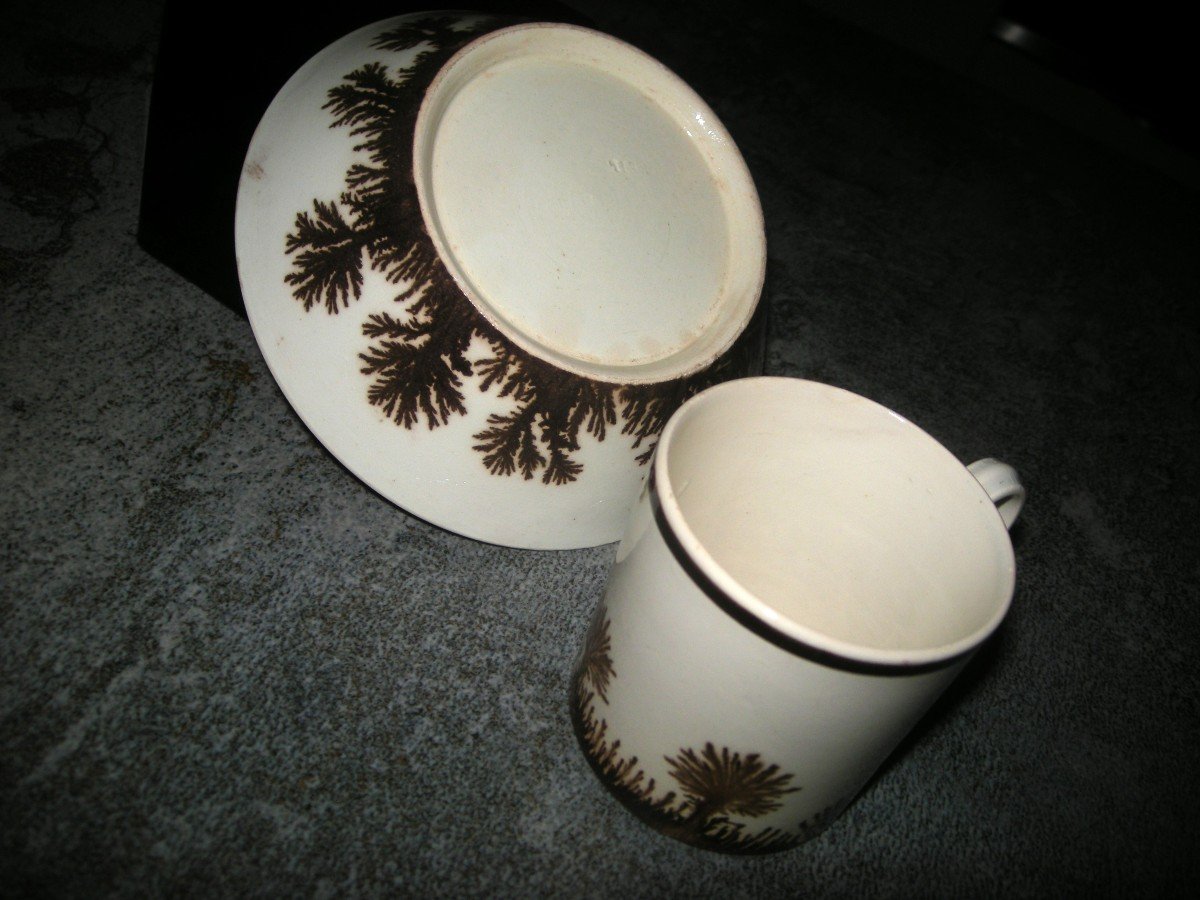 Fine Earthenware Cup And Saucer 1803 Herborisation Decor-photo-3