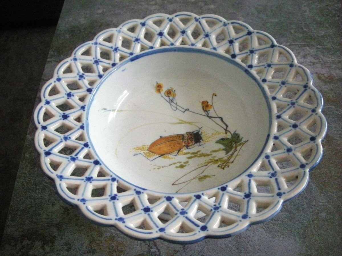 19th Century Ceramic Fruit Bowl From Bourg La Reine-photo-2