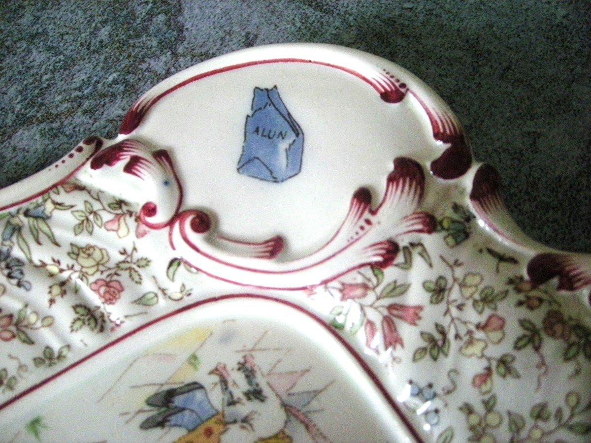 Sarreguemines Earthenware Dish Decorated With “aux Enfants Richard”-photo-6