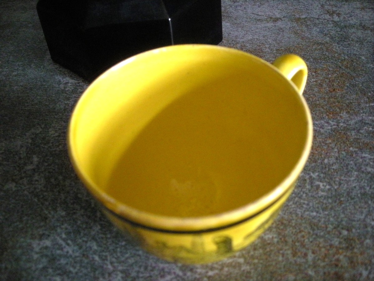 Tasse  Et  Soucoupe  En  Faïence  Fine  Jaune  De  Montereau-photo-6