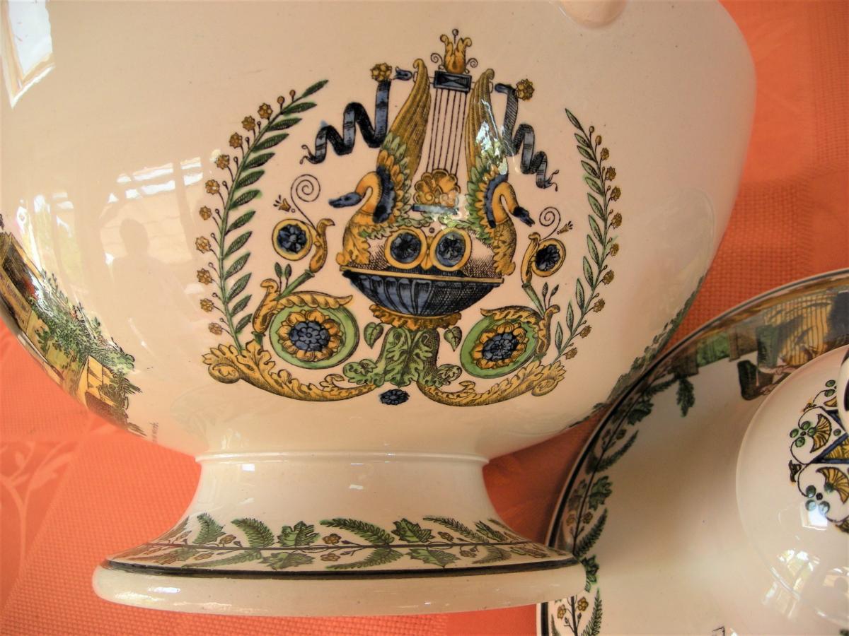 Soupiere  En  Faience  Polychrome  Vers  1820  Signee  Montereau-photo-4