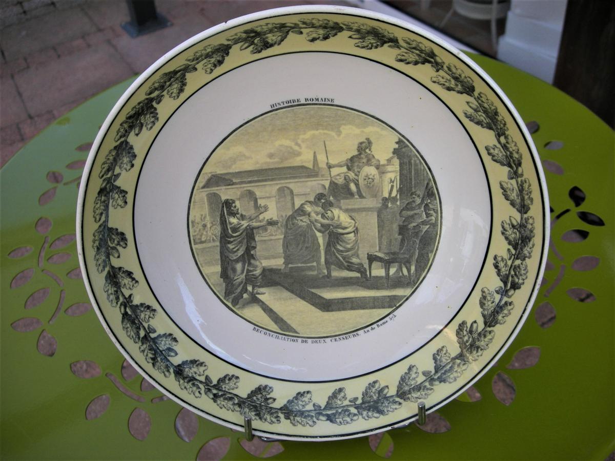 Plat  Rond  En  Faience  Fine  1808 - 1818  De  La  Manufacture  De  Creil-photo-3