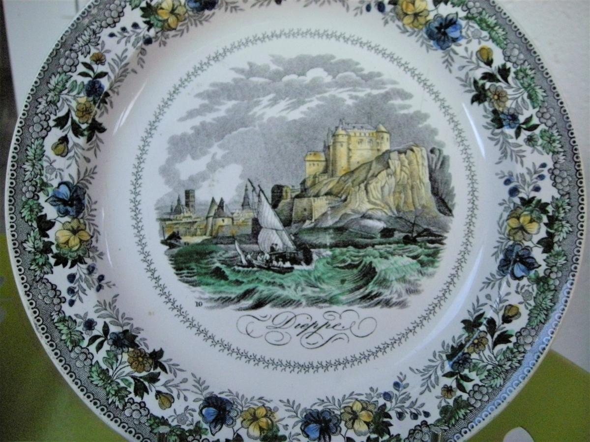 5  ASSIETTES  FAIENCE  FINE  POLYCHROME  DE  MONTEREAU-photo-2