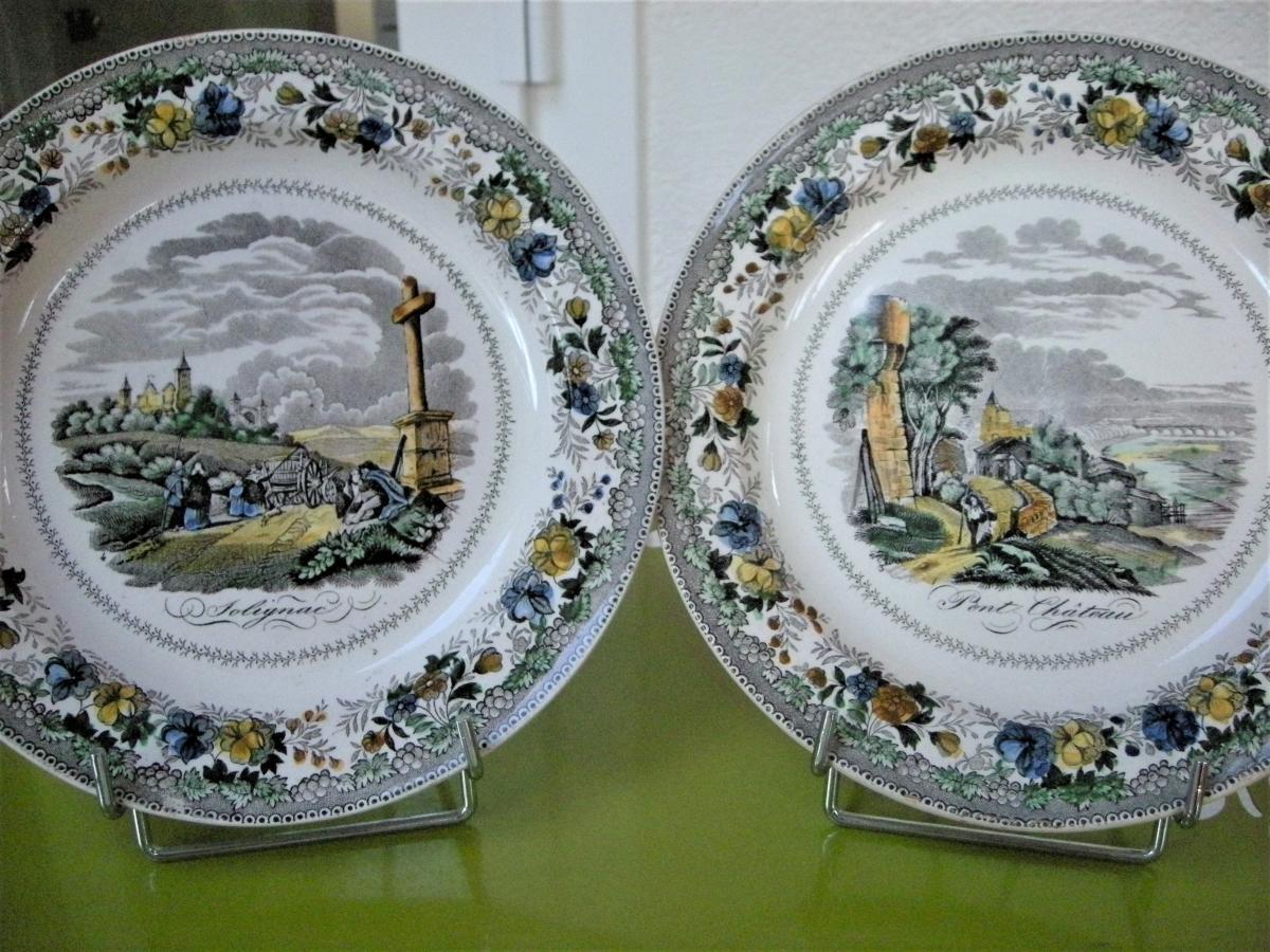 5  ASSIETTES  FAIENCE  FINE  POLYCHROME  DE  MONTEREAU-photo-4