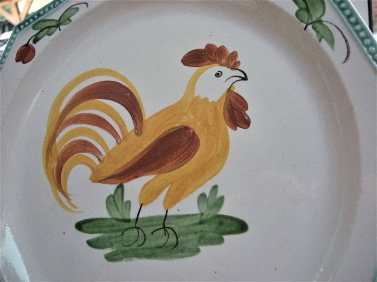 Assiette  En  Faience  Fine  1820 / 1825  Decor  Au  Coq   d' Aumale-photo-3