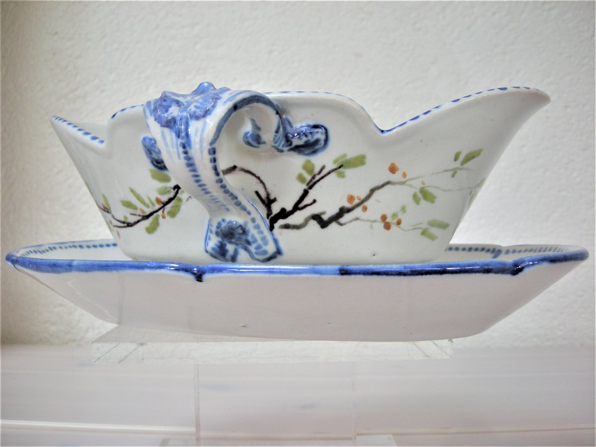 Sauceboat Faience Nineteenth Japanese Decor From Bourg La Reine-photo-2