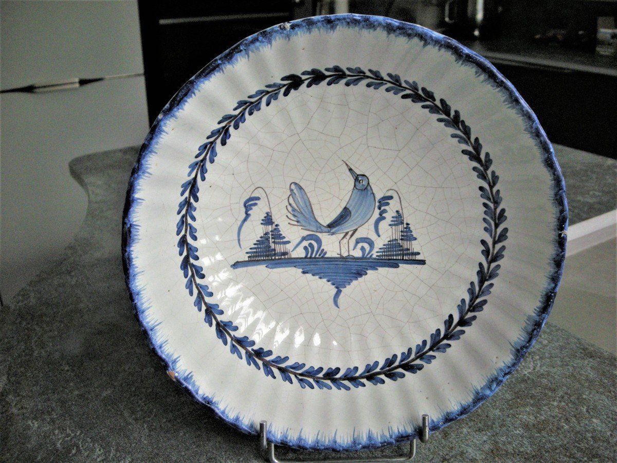 Faience Salad Bowl Beauvaisis Decor Camaieu Blue Circa 1820 Signed Italian