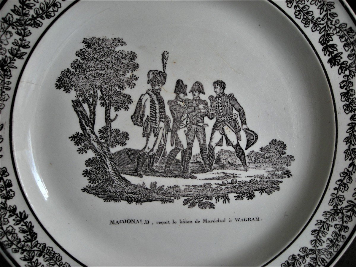 4 Fine Earthenware Plates 1819 De Montereau Decor Napoleonic Officers-photo-3