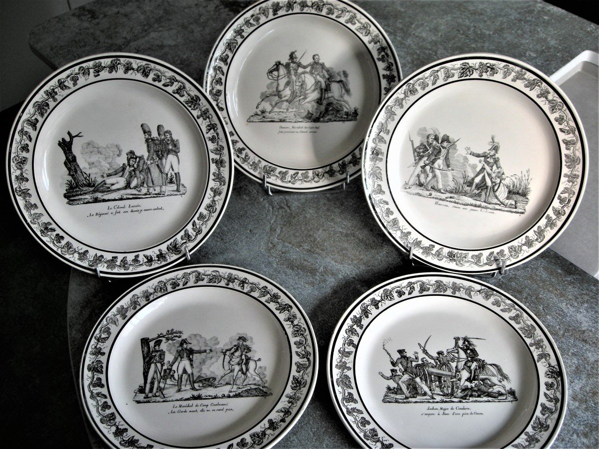 5  Assiettes  Sur  Batailles  Napoleoniennes  Signees  Choisy Le Roi-photo-7