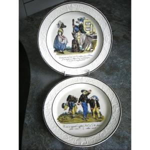 2 Earthenware Plates 1824 Decor 