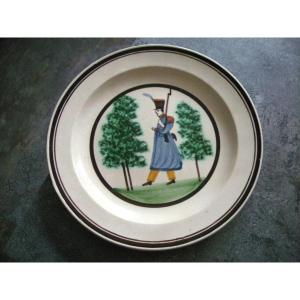 Fine Earthenware Plate 19th Century Military Decor From Forges Les Eaux