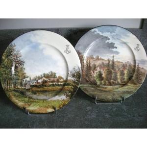 Two Plates From The Jules Vieillard Manufacture In Bordeaux