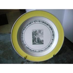 Plat  Faience  1819  Decor  " Orientaliste "  Manufacture  De  Creil