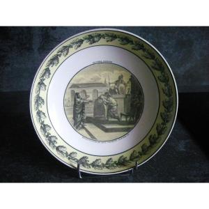 Plat  Rond  En  Faience  1808  "  Histoire  Romaine  "  Signe  Creil