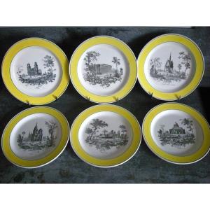 6 Fine Earthenware Plates 1808 Creil “monuments” Decor