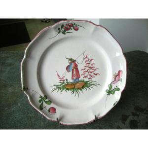 Plate From The East Chinese Decor Manufacture De Luneville