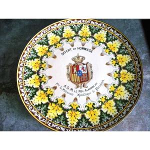 Dish With The Arms Of Spain Offered To Hm King Alphonse XIII