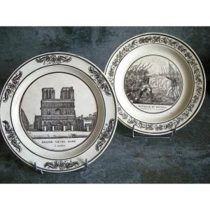 Two Fine Earthenware Plates From The Aumale Manufacture