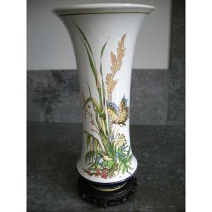 Grand  Vase  En  Faïence  XIXème  Art  Nouveau  Sarreguemines