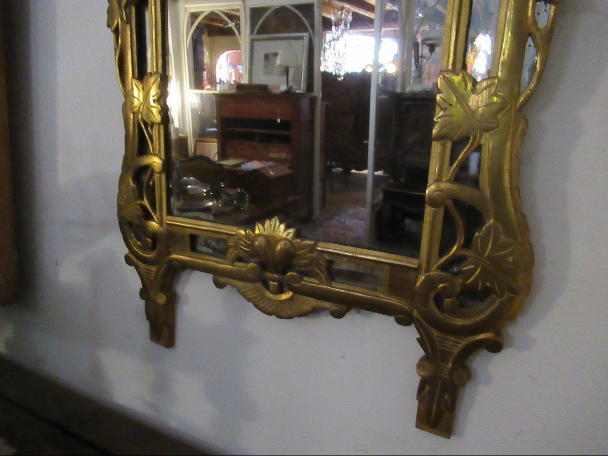 18° Gilded Wood Mirror With Glazing Beads-photo-4