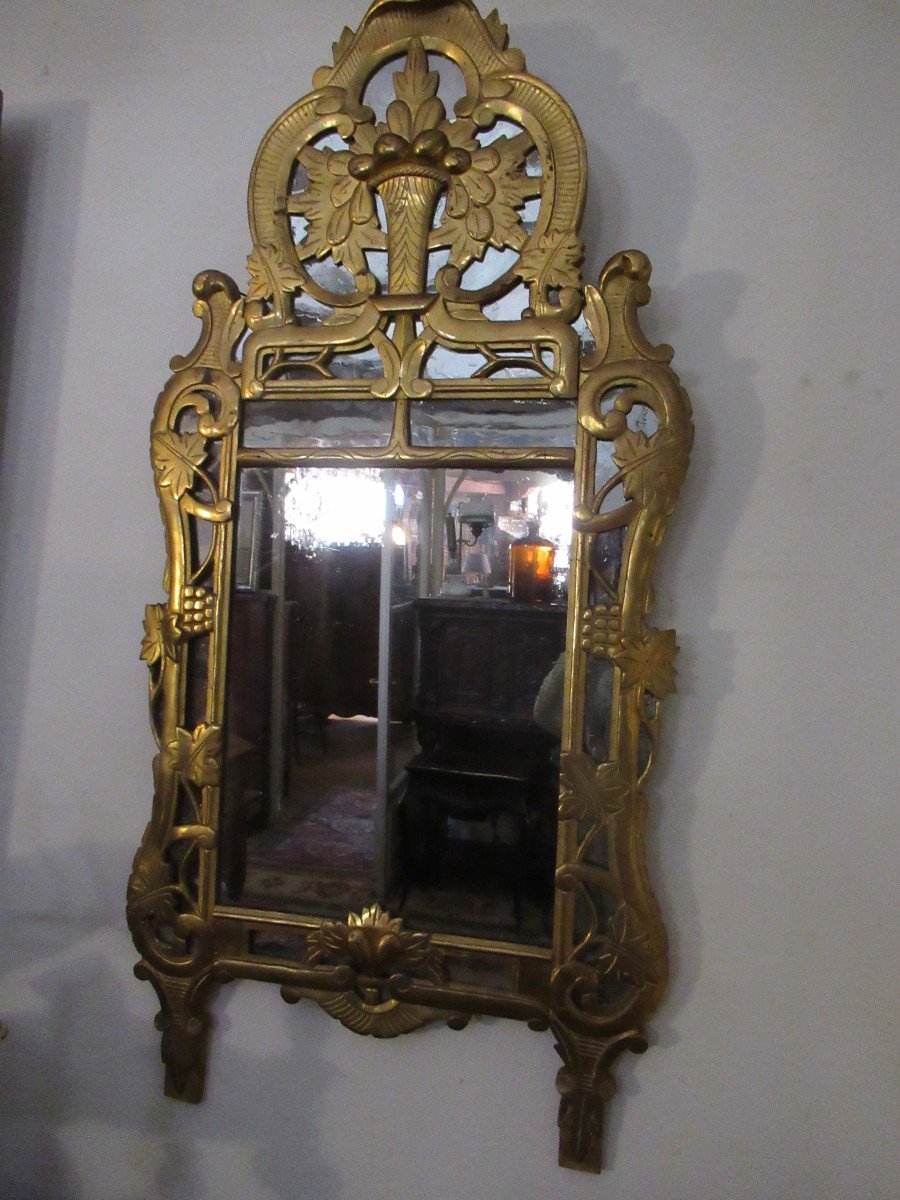 18° Gilded Wood Mirror With Glazing Beads-photo-2