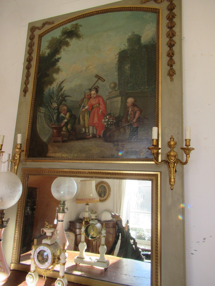 Large Trumeau With 18th Century Painting