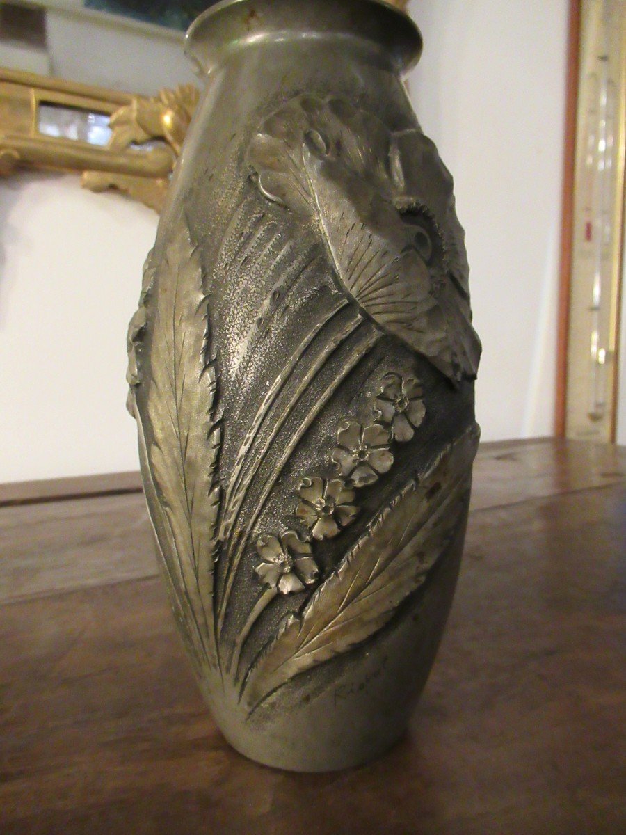 Art Nouveau Pewter Vase Signed "rispal"