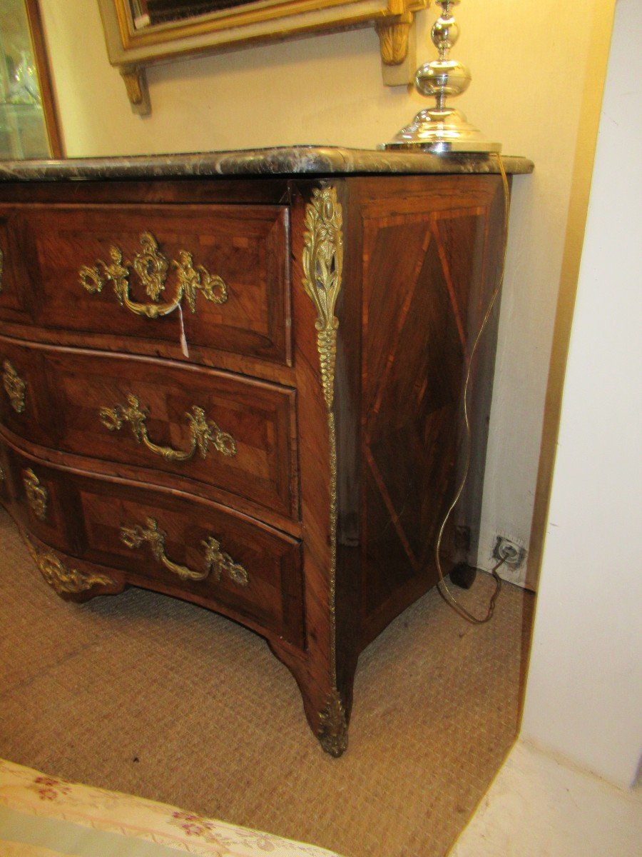 Louis XV 18th Century Marquetry Chest Of Drawers-photo-2