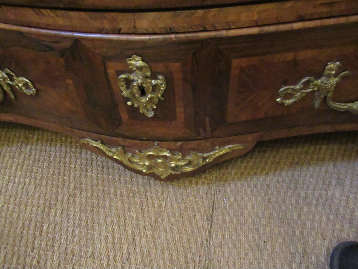 Louis XV 18th Century Marquetry Chest Of Drawers-photo-4