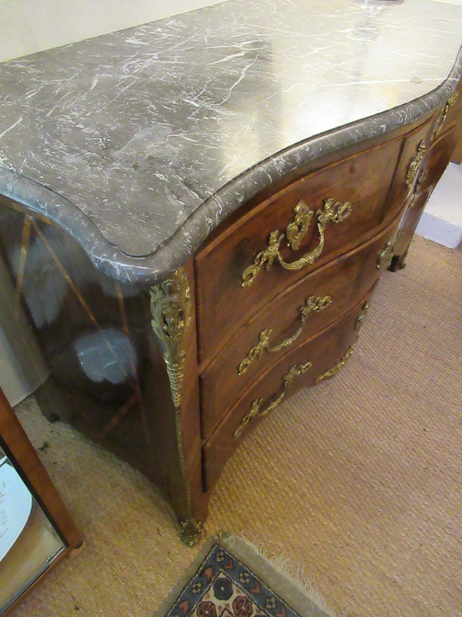 Louis XV 18th Century Marquetry Chest Of Drawers-photo-1