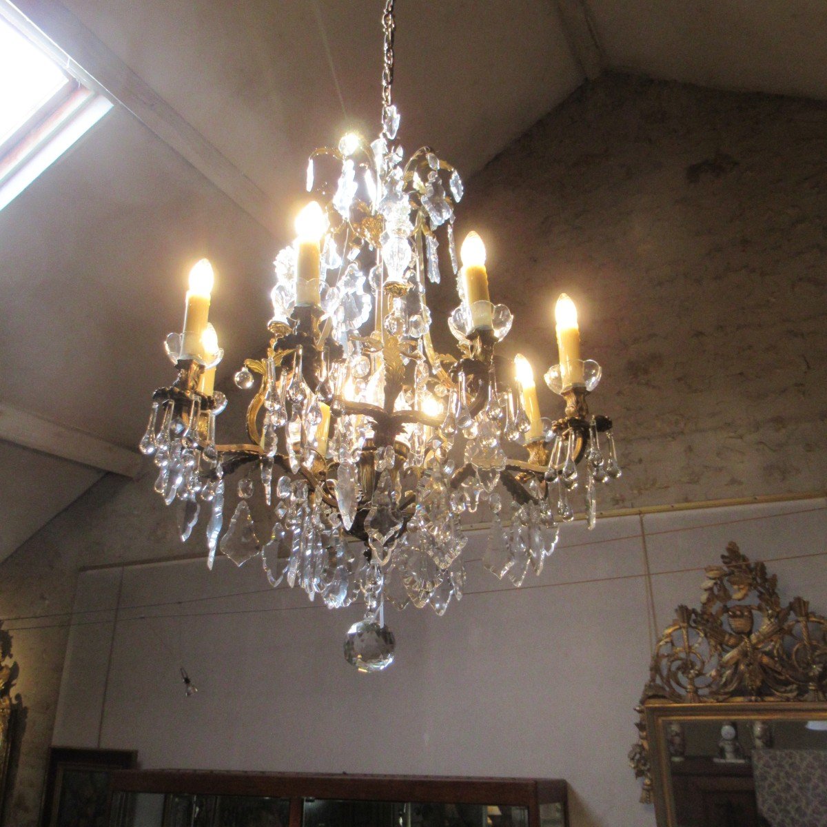 Large 19th Century Bronze Tassel Chandelier 