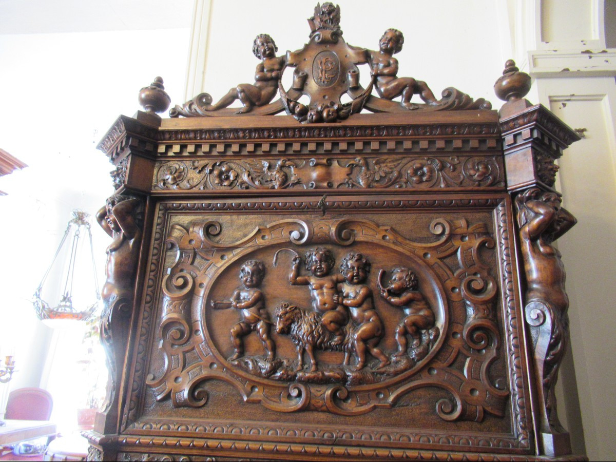 Cabinet Renaissance En Noyer-photo-4
