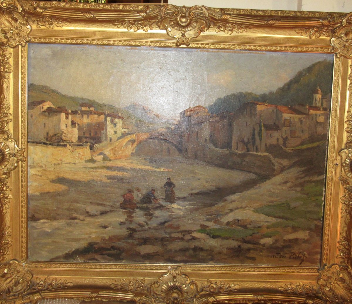 Huile Sur Toile Paysage De Montagne (italie Ou Corse ) Signé  André Pillot