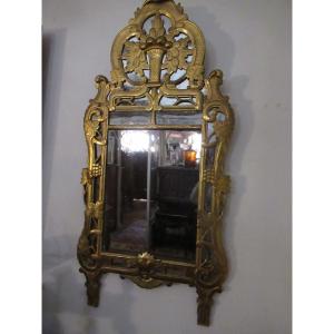 18° Gilded Wood Mirror With Glazing Beads